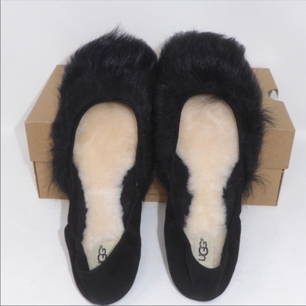 NWOB UGG JEANIE FLUFF BALLET FLATS SZ 5 designer